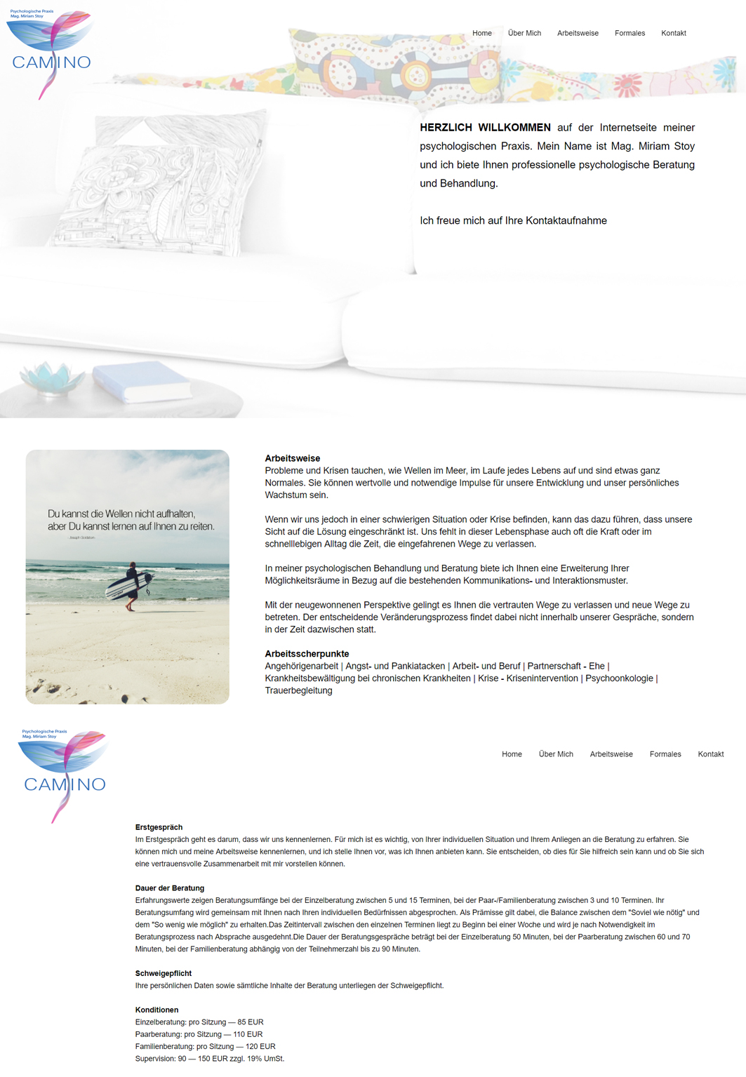 HTML und CSS Codierung - Psychologische Praxis Camino